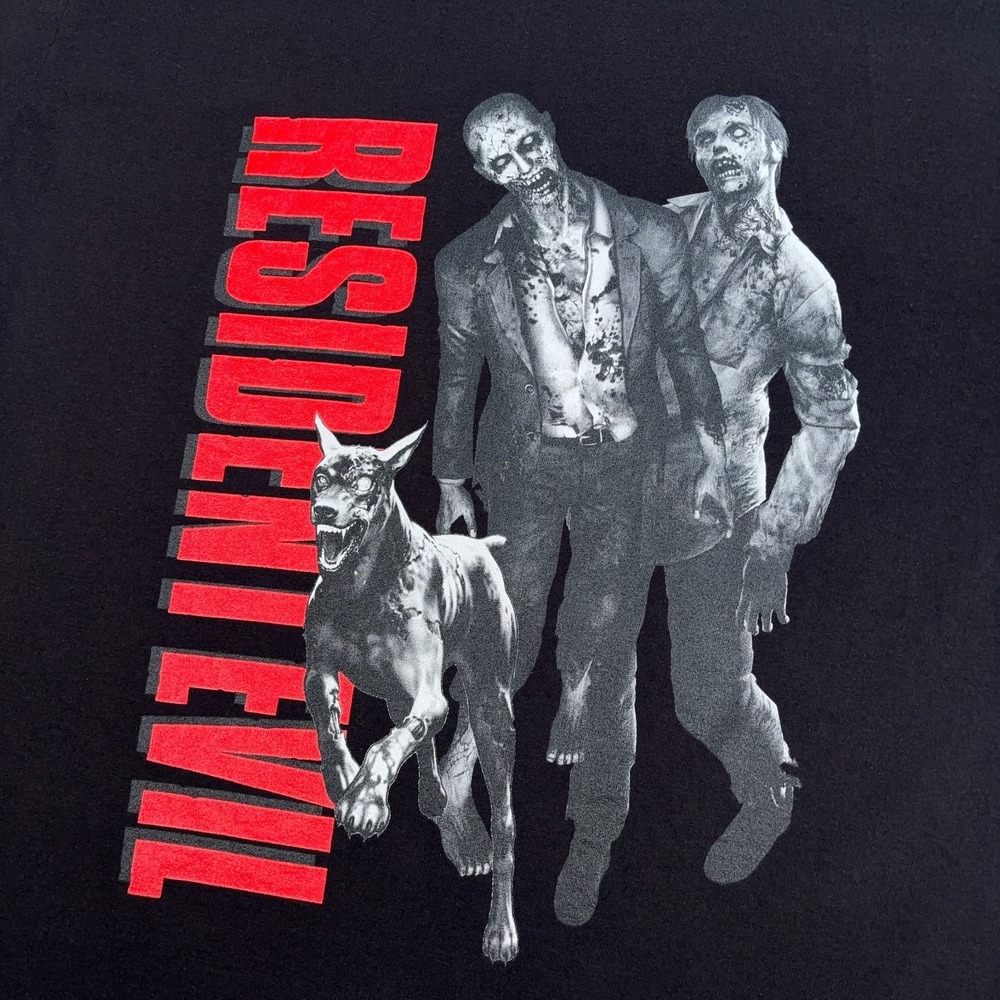 Champion Resident Evil T-Shirt Men's M Black Zombie Cerberus Graphic Spellout - Picture 9 of 12